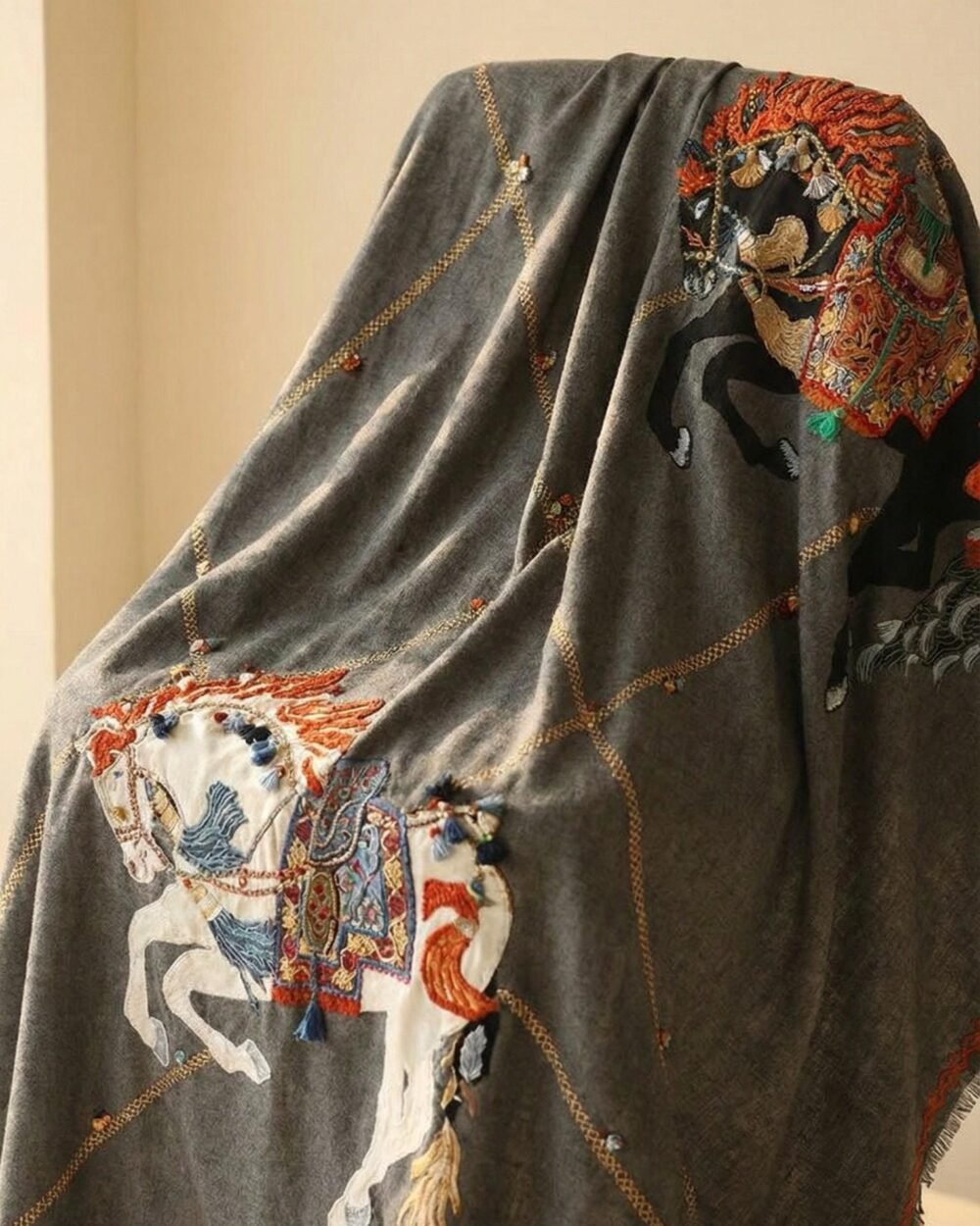 Brown Pashmina Embroidered Wedding Shawl