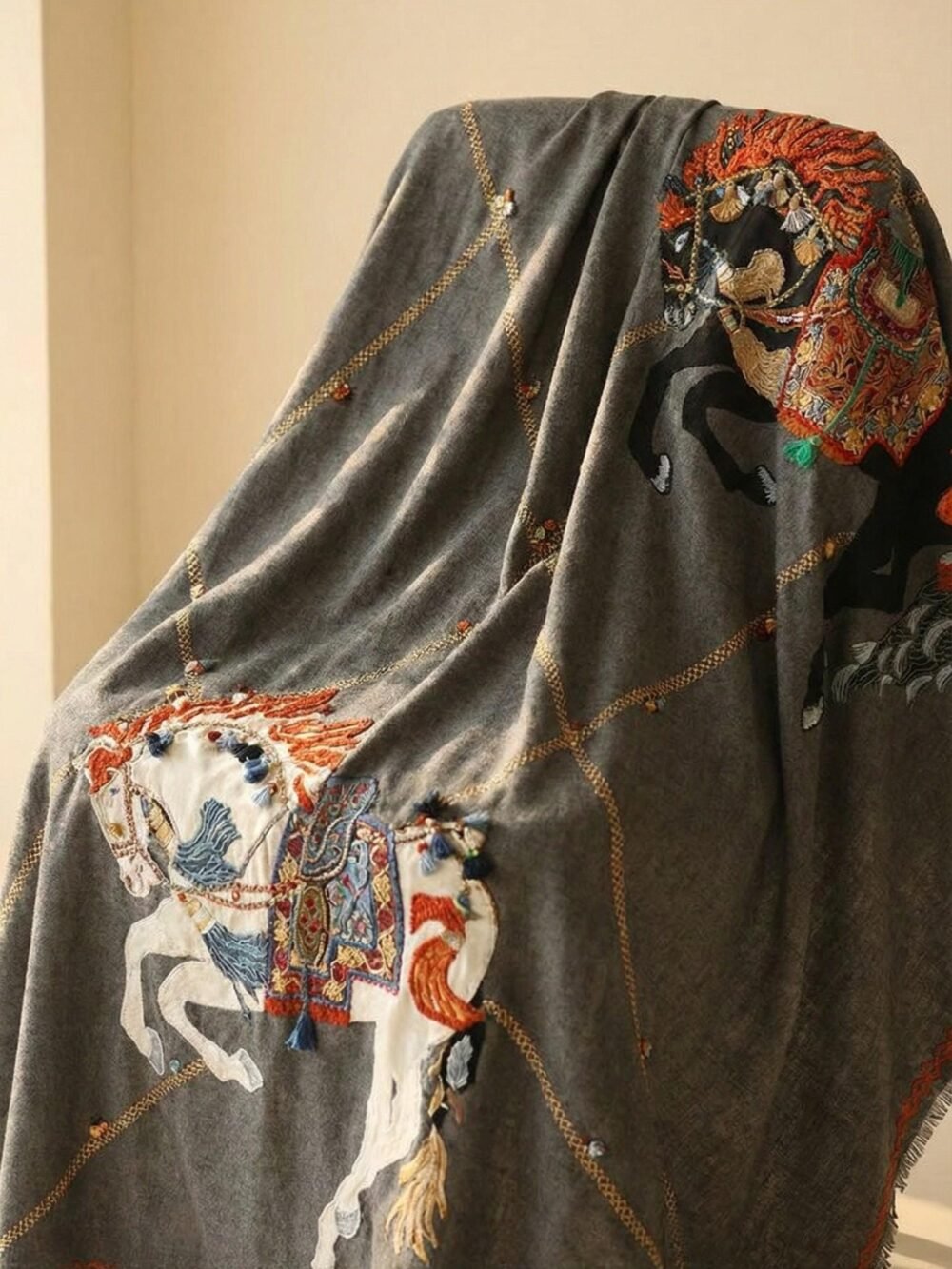 Brown Pashmina Embroidered Wedding Shawl