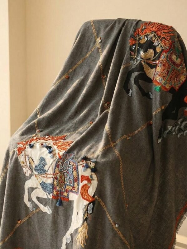 Brown Pashmina Embroidered Wedding Shawl