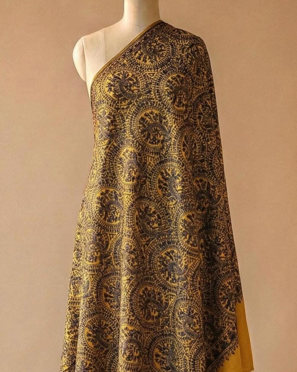 Mustard Paisley Pashmina Shawl