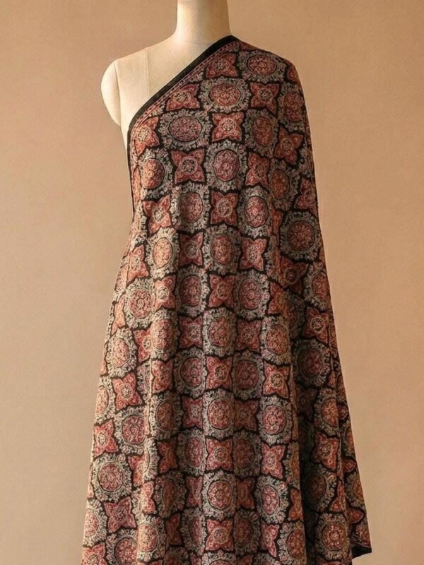 Black Wool Floral Shawl