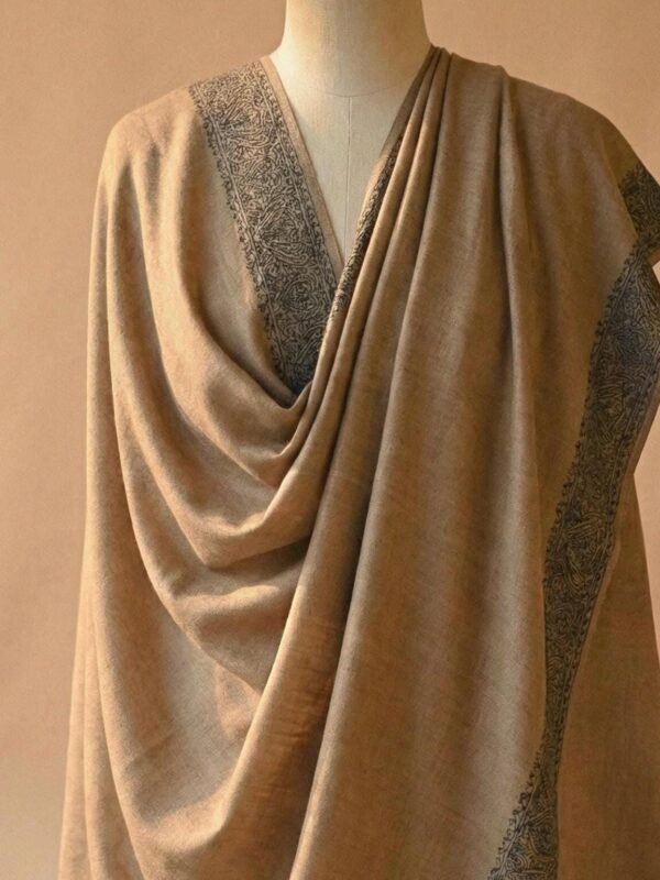 Brown Embroidered Pashmina Shawl