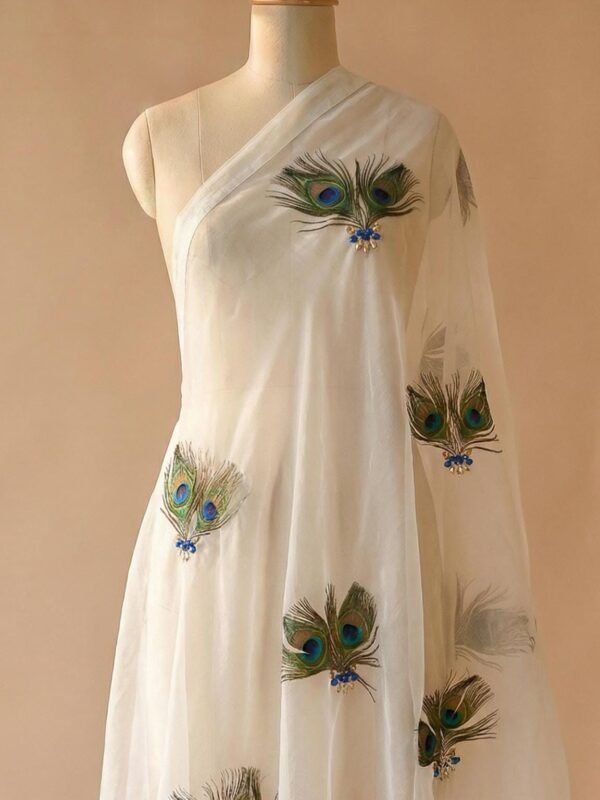 Peacock Feather Organza Shawl