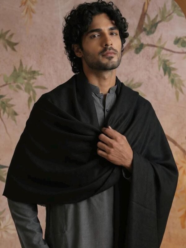 Men's Black Wool Shawl