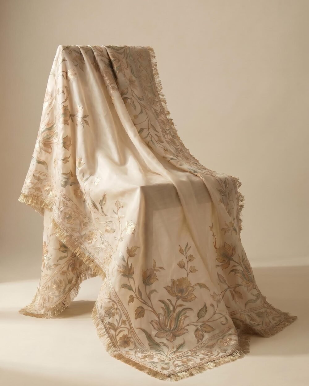 Ivory Hand-Painted Organza Dupatta