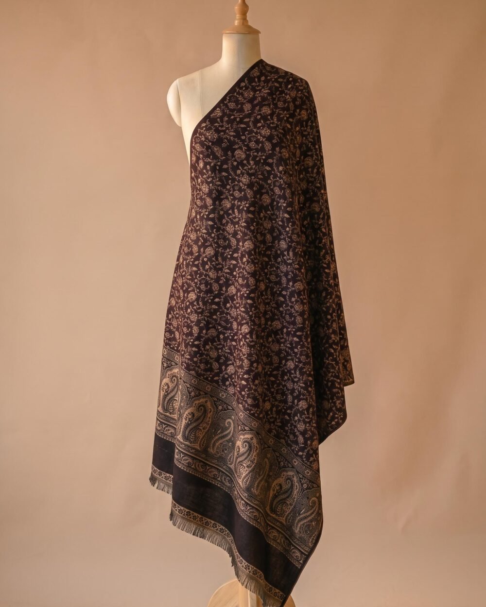 Wine Paisley Kani Pashmina Shawl