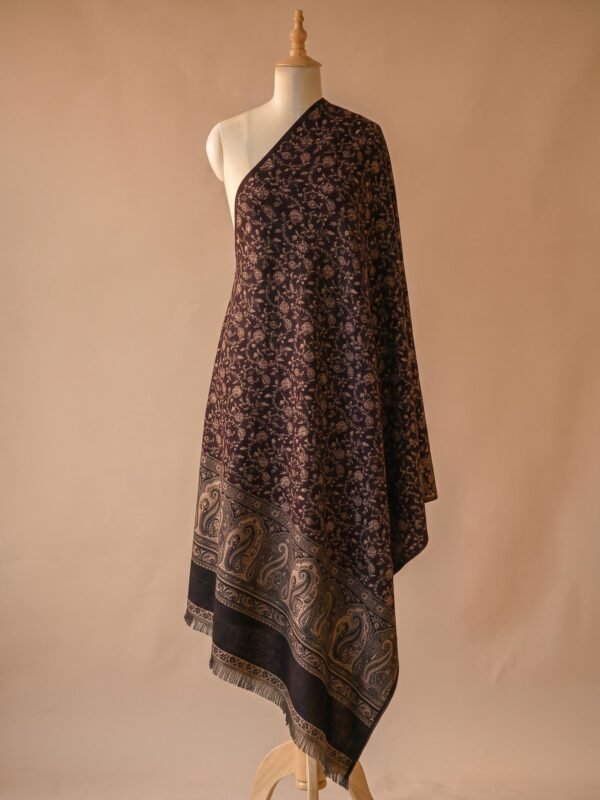 Wine Paisley Kani Pashmina Shawl
