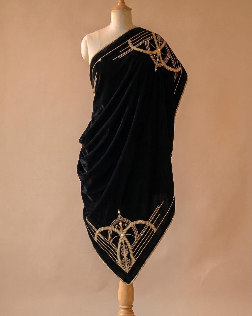 Black Velvet Zardozi Shawl